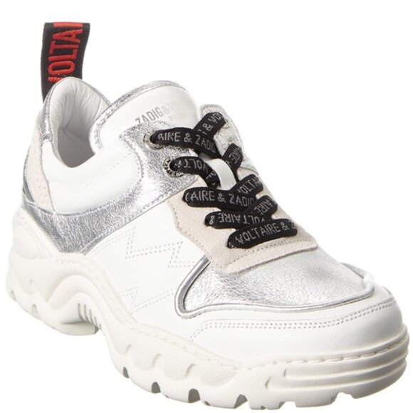 EUC Zadig & Voltaire Paris Blaze Metallic Sneakers - silver - size 36 - Picture 2 of 14